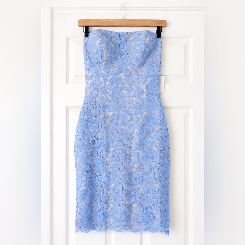 Rene Ruiz Womens Strapless Cocktail Dress, Blue size 0 NWT